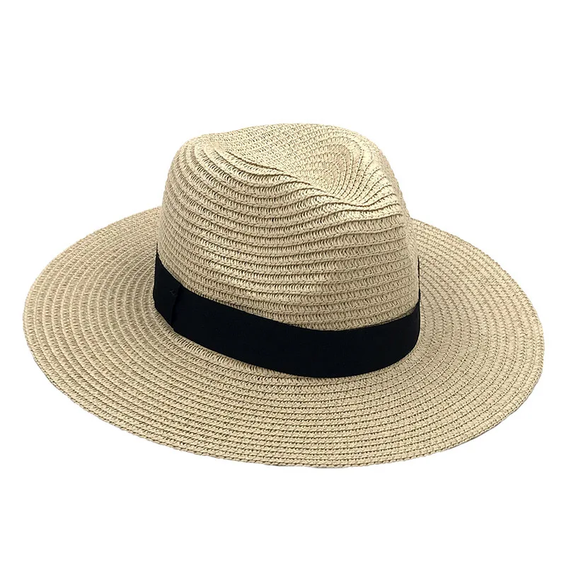 Outdoor Women Men Unisex Spring Summer Breathable Sun Straw Braid Floppy Fedora Beach Panama Cap Straw Hats