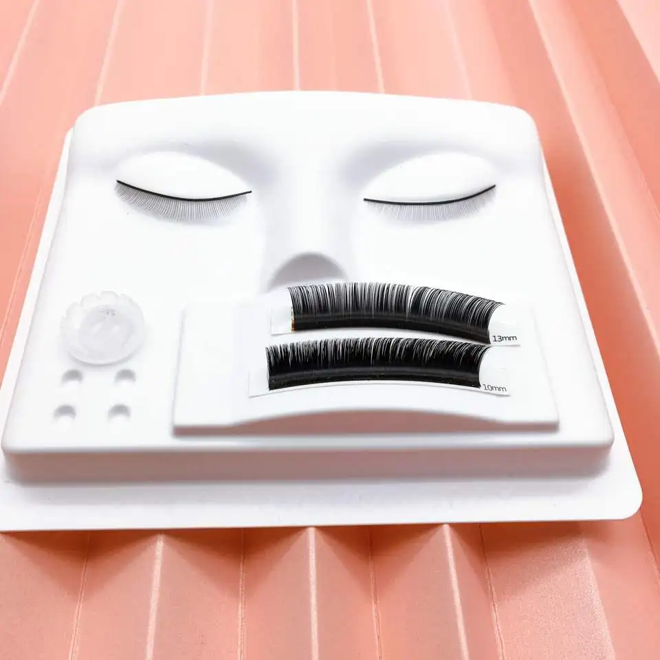 practice lash tray vendor Wholesale Eyelash Extension Training Plastic Mannequin Head human Face 3 in 1 Practice Lash Tray