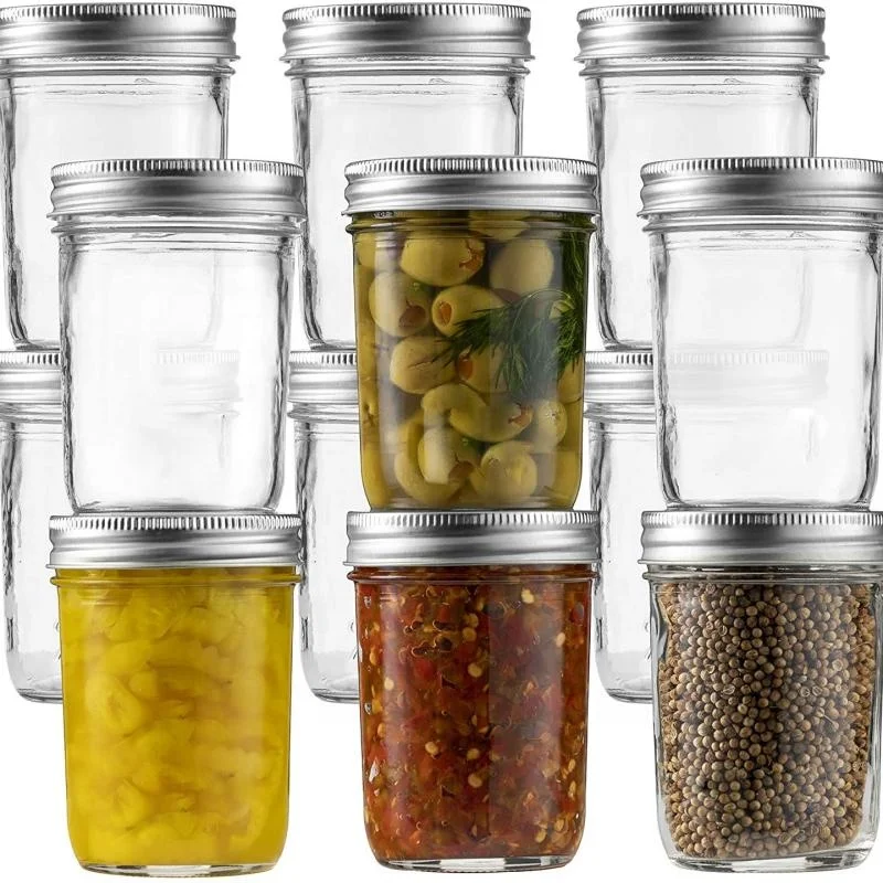 Emputy  230ml 8oz Wide Mouth Round Glass Mason Jar with Lids