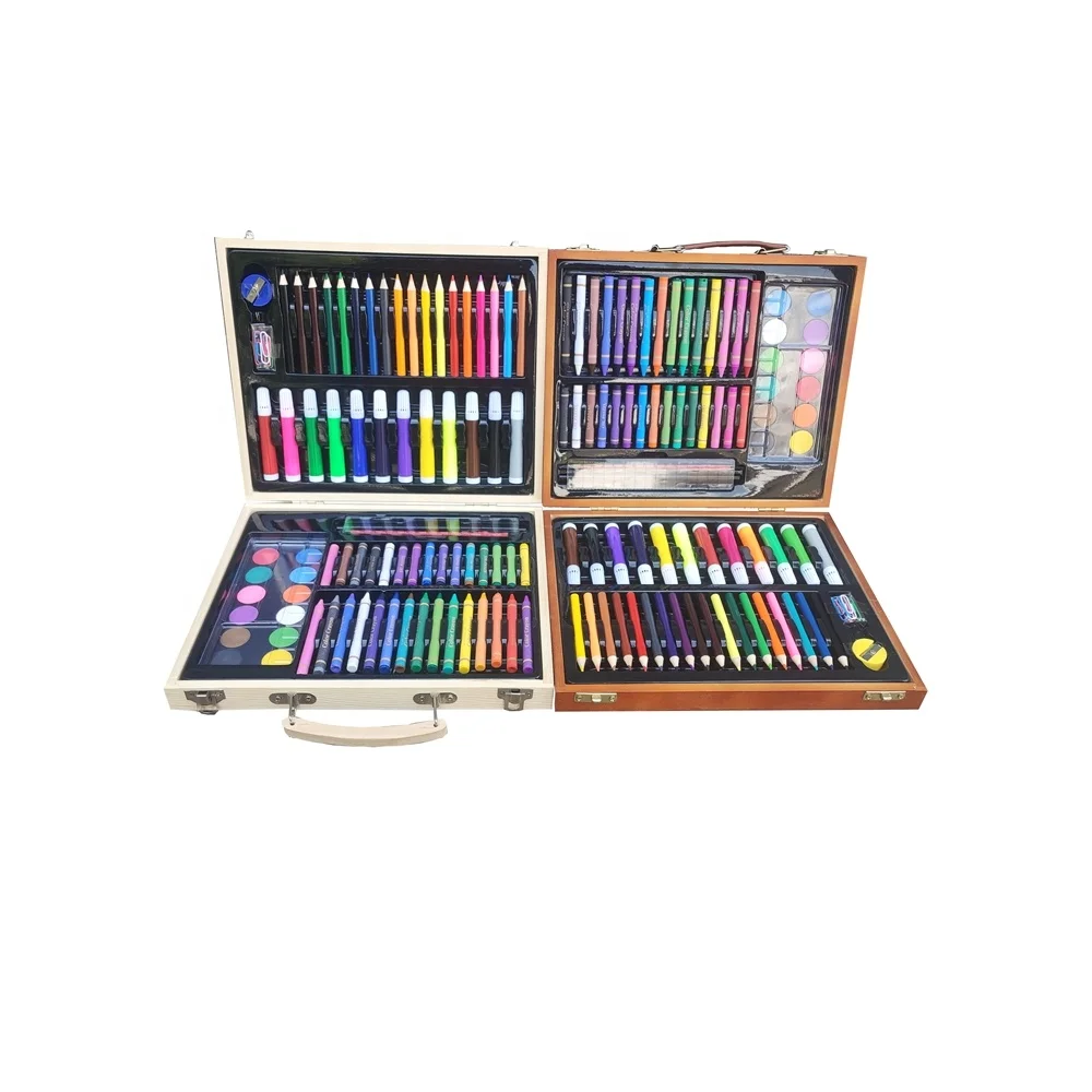 Factory wholesale superior quality  wooden Box painting Art Set For Kids Super Artist Tool Kit