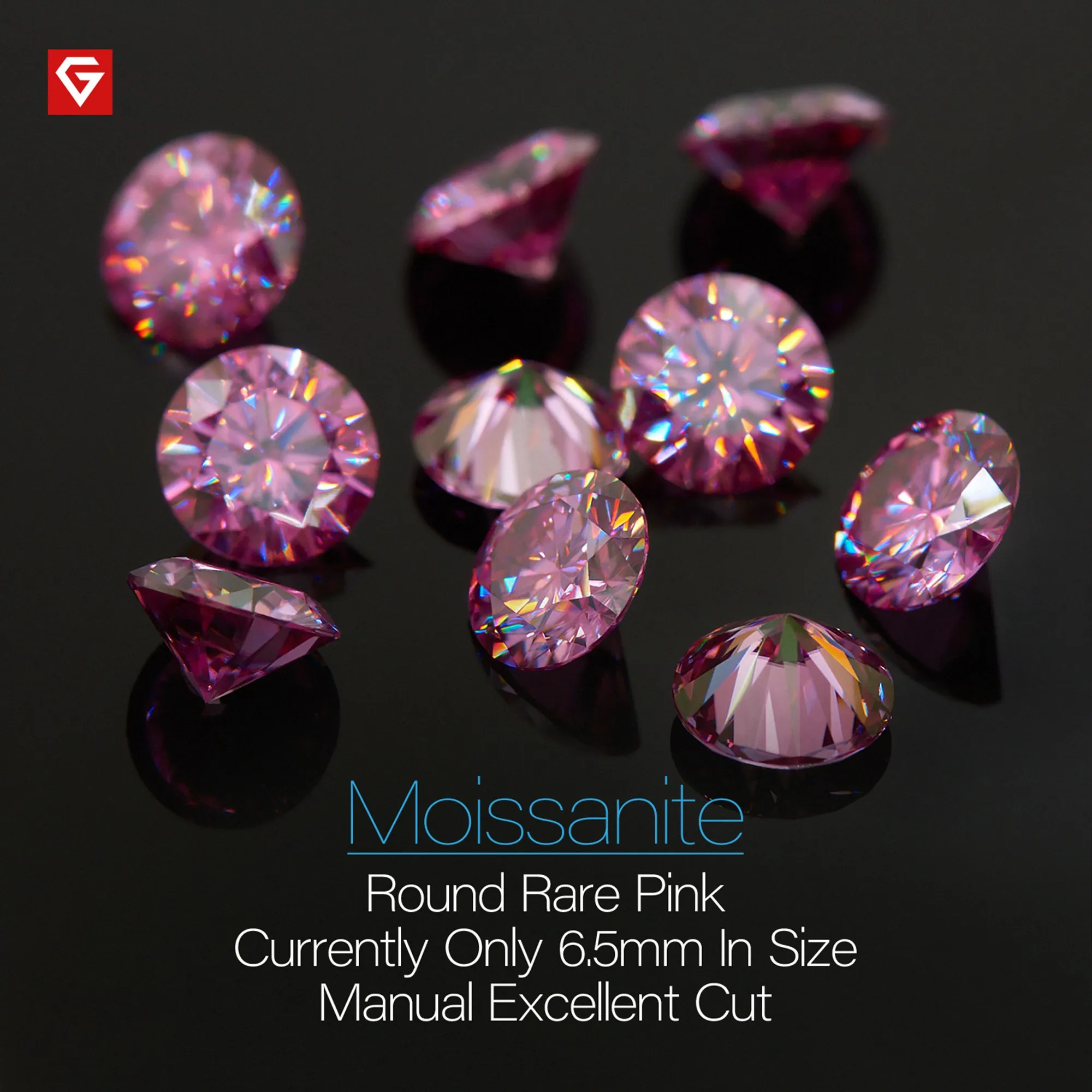 Pink  Round Cut VVS1 Moissanite Stone Loose Gemstone Synthetic Diamond with Certificate Christmas Gifts