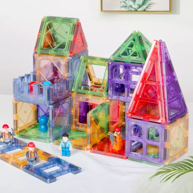 Diy Kid Toy Magnet Build Tiles Clear Color 3d Magnetic Construction Tiles Plastic Building Blocks Toys For Kids