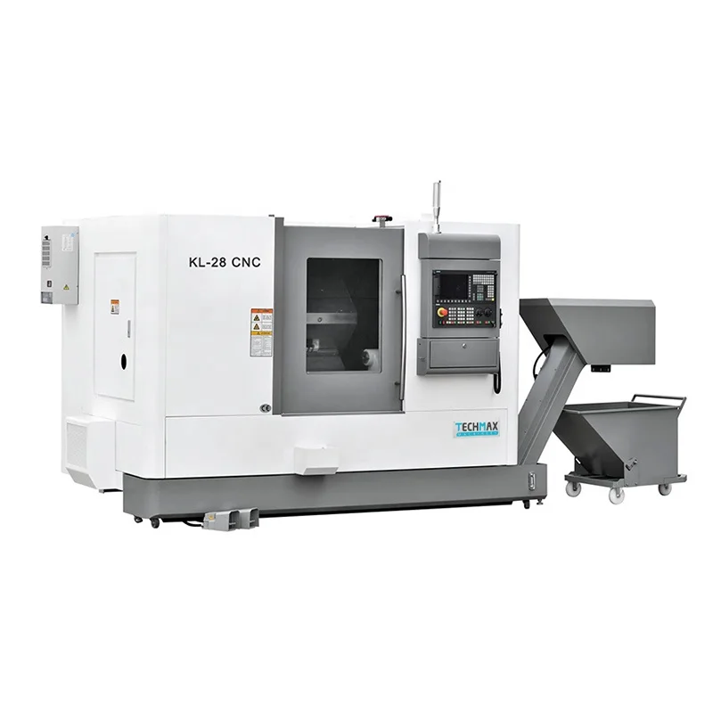 High quality KL-28 Automatic machining CNC Hydraulic Chuck horizontal slant bed lathe cnc turret turning machine