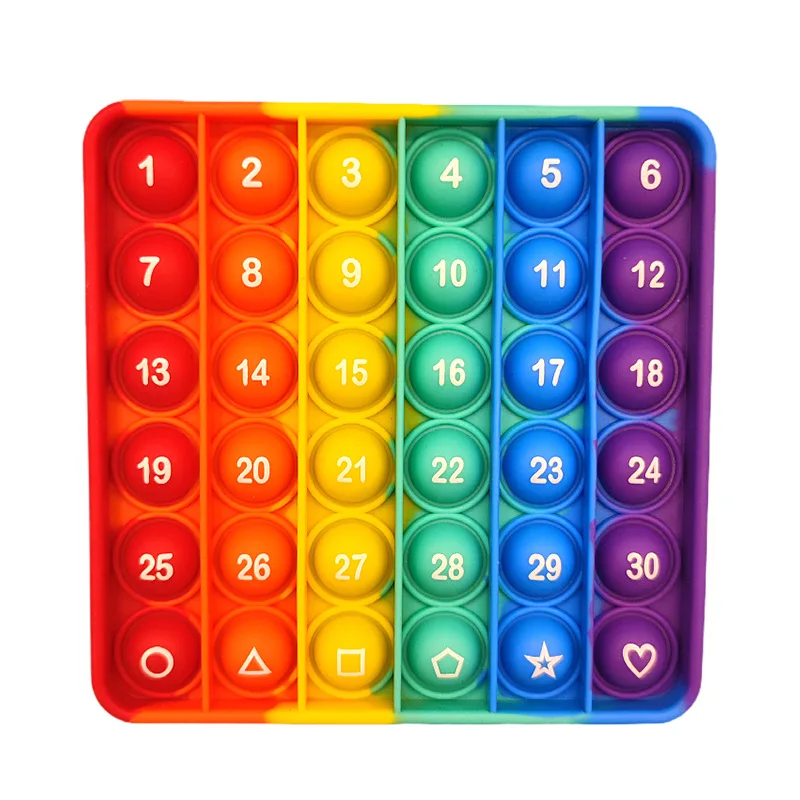 Rainbow Pop It Fidget Toys Push Pop Bubble silicone Toy Learn Multiplication Math Skills Stress Relieving Math Learning Toy