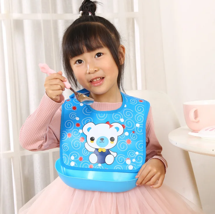 Baby child three-dimensional removable bib waterproof bib disposable wash towel EVA  silicone rice pocket