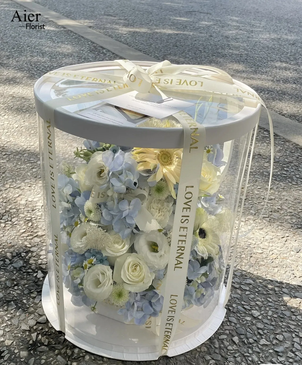 Aierflorist clear pvc paper cardboard made cake pastry box white cake board/round shape packaging wedding cake box with window