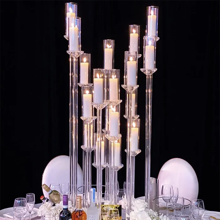ZT- 388 Stunning 18 arms wedding crystal candle holder for table centerpiece supplies