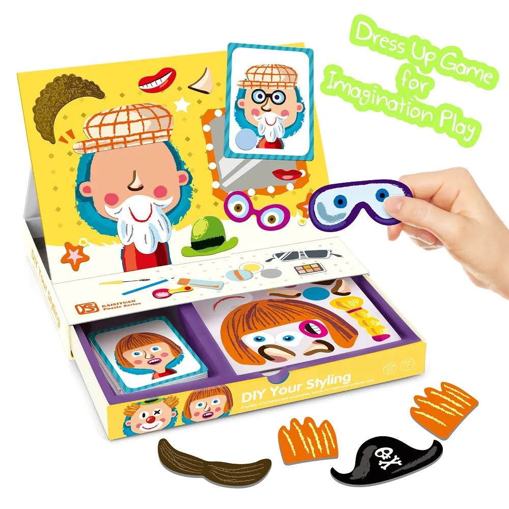 Magnetic Book Face Dress Up Game for Imagination Play for Kids Aged 3-6