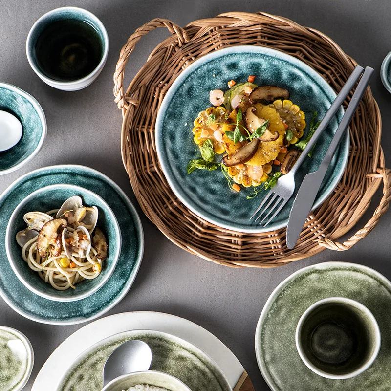 Nordic Style Dishes Plates Bowls Ceramic Cake Luxury Tableware Dinnerware Restaurant Plates Wooden Plates Porcelain