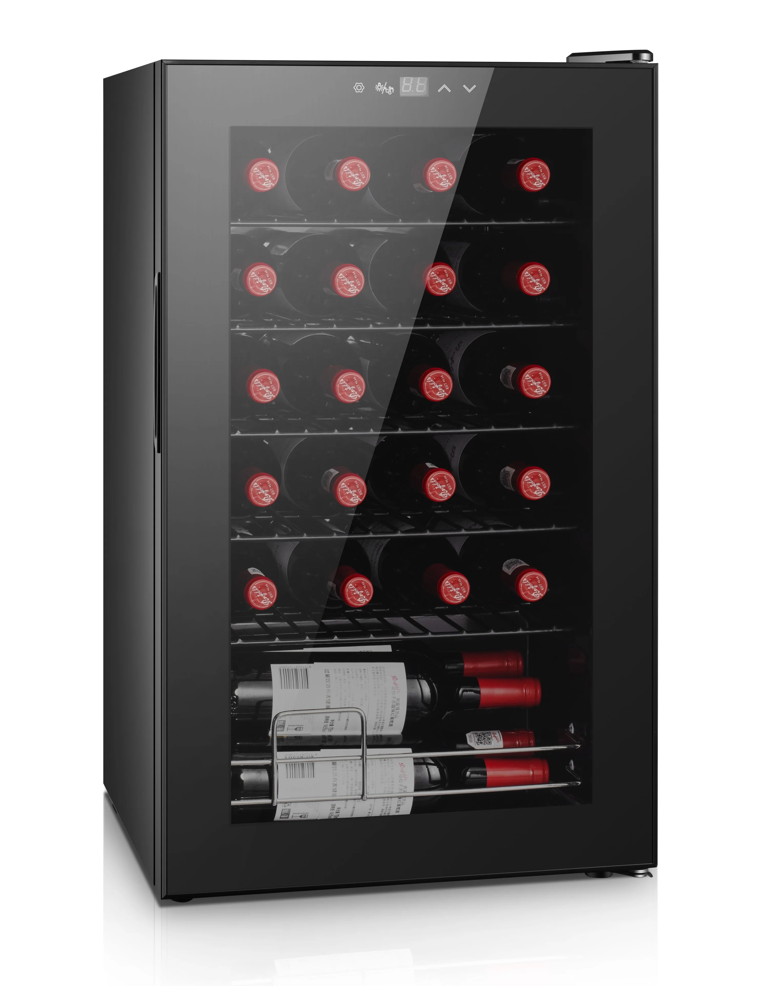 2.2Cu.Ft Tempered Glass Door Compact Wine Cooler Wine Cabinet Wine Refrigerator Display Mini Refrigerators for Home