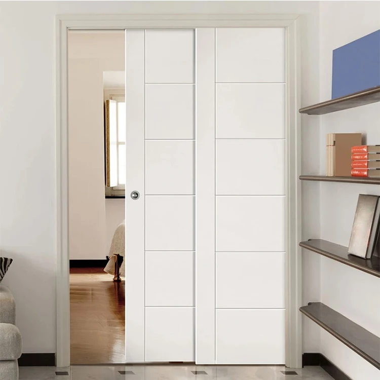 Custom exterior pocket timber doors kit design interior room glass solid wooden sliding hidden pocket door system with lock