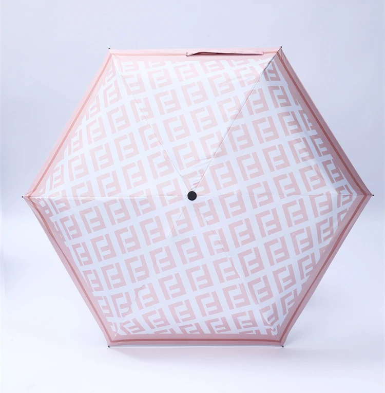 Good quality wholesale five-folding umbrella with black coat and pongee umbrella