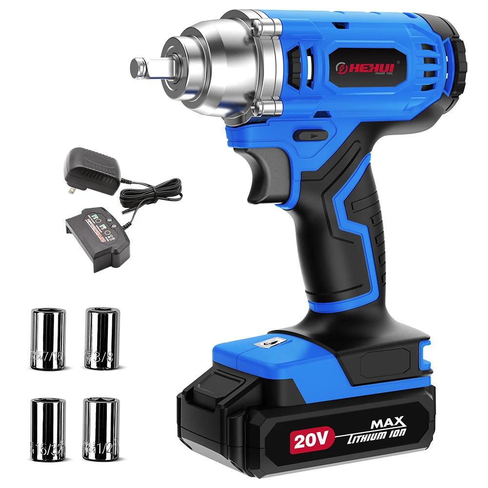 Hehui 20V Brush Cordless Drill Impact Driver Combo Kit Electric Screwdriver With 2.0Ah Batteries And Quick Charger