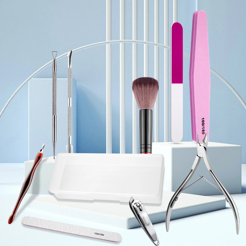 Wholesale Nail Clippers Kit Manicure Tools Nail File Scissors Makeup Brush Nail Care Tools Set