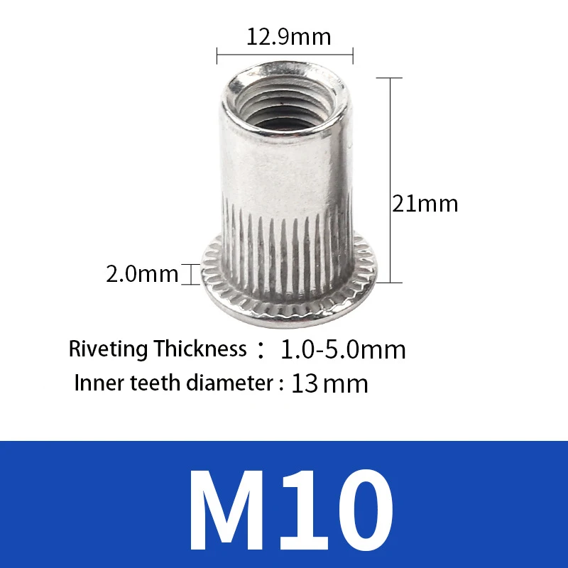 Stainless Steel Factory Wholesale Hot Sale M2 M3 M4 M5 M6 M8 M10 Thread Nut Countersunk Flat Head Rivet Nuts