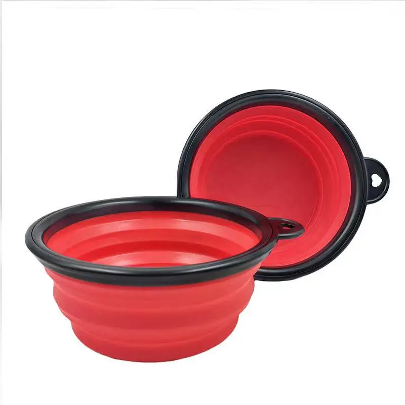 
Wholesale Factory Manufacturer Collapsible Silicone Foldable Folding Single Ear Portable Travel Pet Dog Bowl 