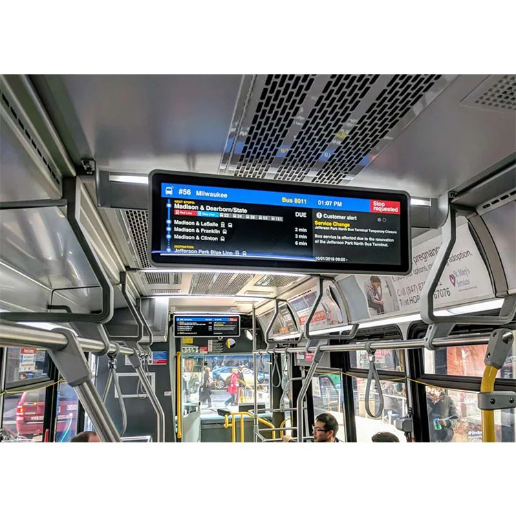 Custom ultra wide roof wall mounted stretched bar Lcd display digital signage and advertising player Kiosk Screen