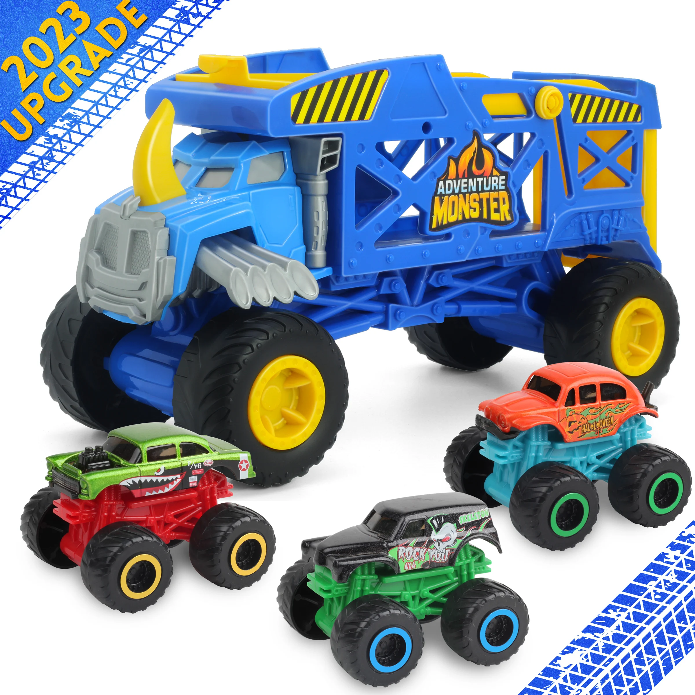 Sunq Factory Cheap Transport Carrier Car Toy Includes 3Pcs Diecast Off Road Vehicle Monster Truck For Kids