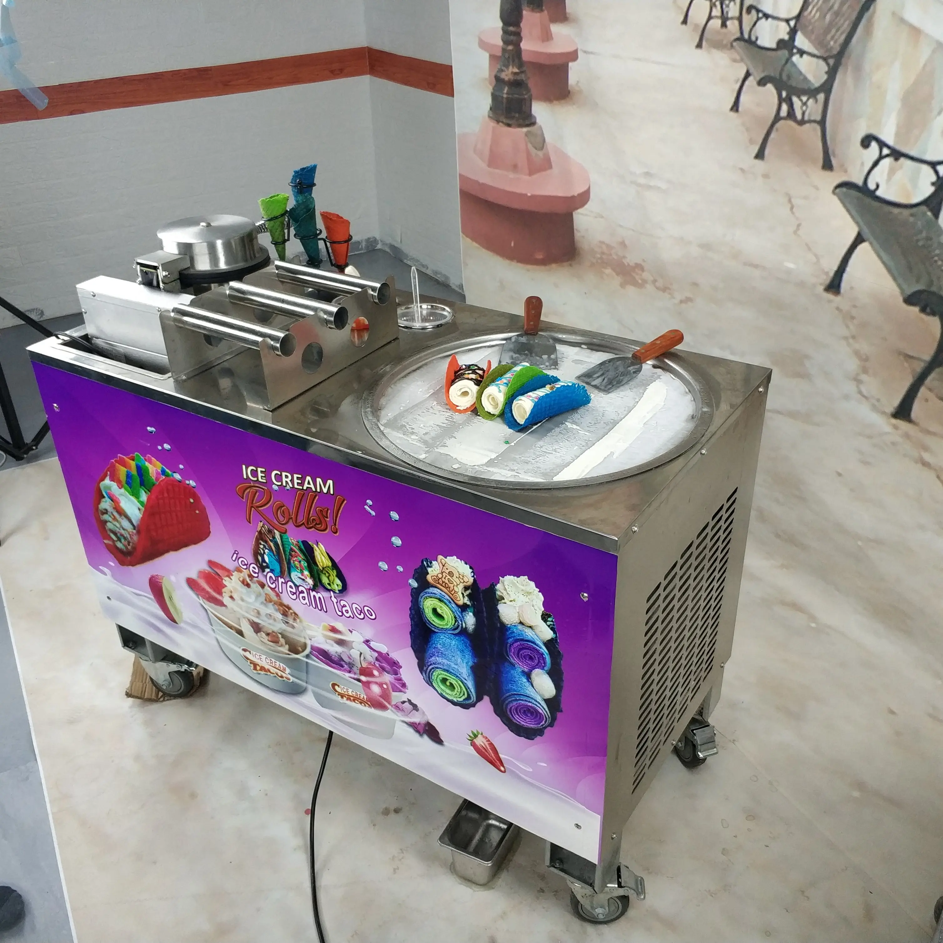 Kolice Mexico taco commercial rolled ice cream machine with CE Rohs ETL