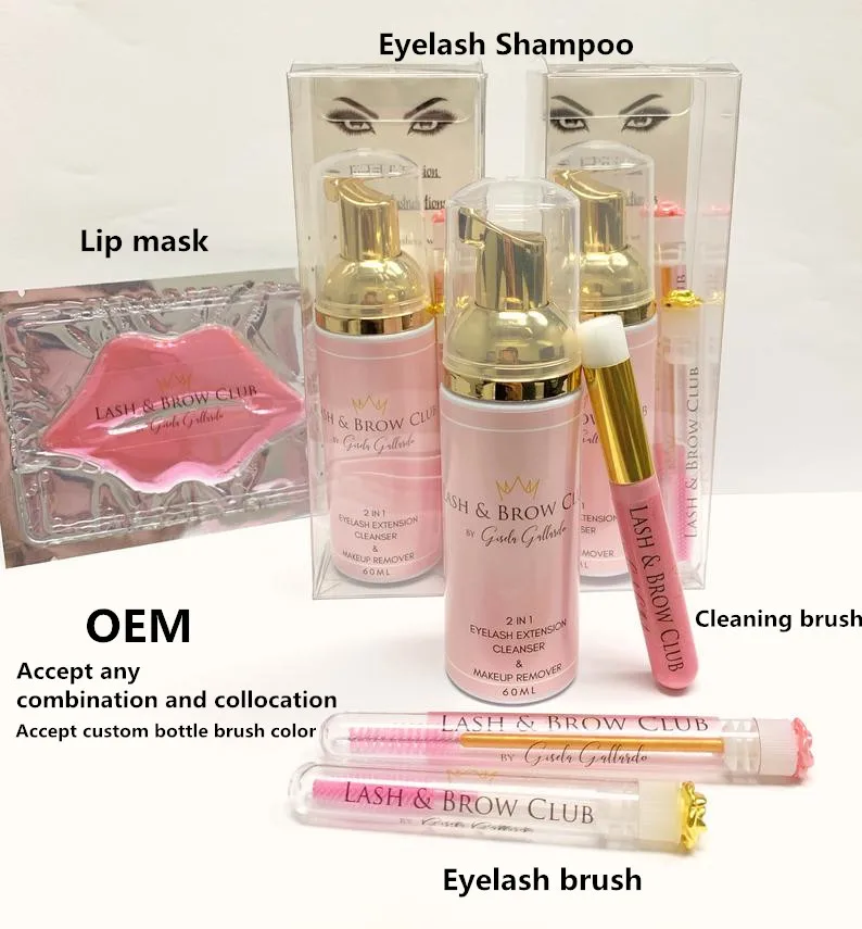 OEM Custom vegan eyelash shampoo kit vendor foam wash lash cleanser with brush bulk wholesale private label lash shampoo
