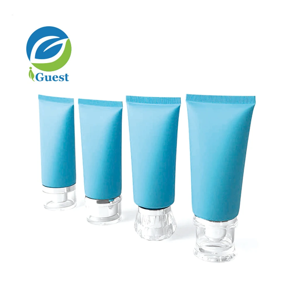 
Seamless Matte Frosted Sky Blue Cosmetic PE Soft Plastic Tube With Acrylic Cap 