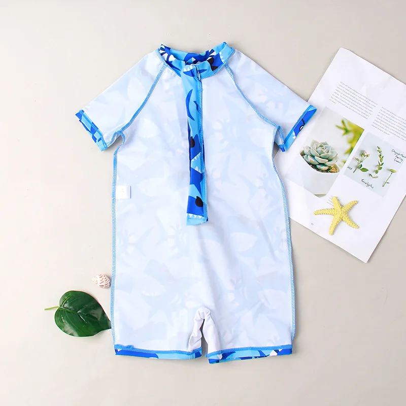 Boys One Piece Rash Guard Swimsuits Short Sleeve Swim Shirt for Kids UPF 50+ Sun Protection Bathing Suits