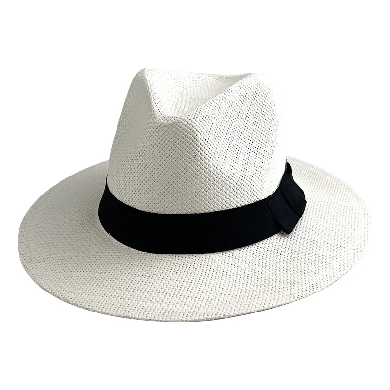 HZM-24039 Outdoor Women Men Unisex Spring Summer Breathable Sun Straw Braid Floppy Fedora Beach Panama Cap Straw Hats