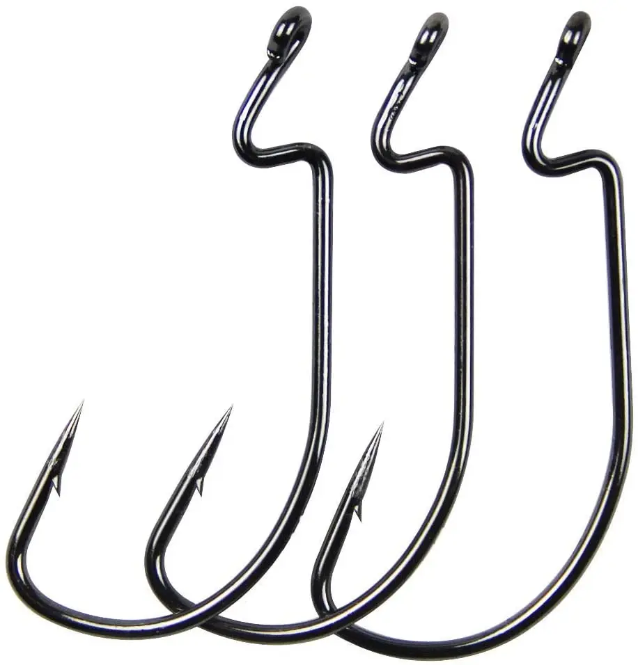 
100pcs/bag 38105 1/0-5/0 Wide gaps Offset Worm Hooks Jig Fishing Hooks Set Fishhook Bass for fishing lure 