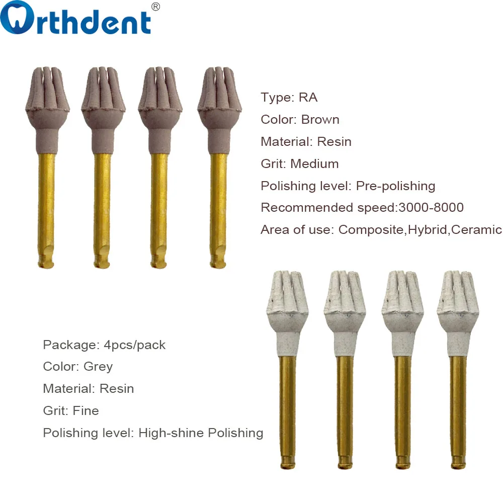 Orthdent Dental 4Pcs/Kit Resin Polish Eagle Claw Wheel Eight-jaw Rubber Polisher Composite RA Disc Kit Dentist Tools Polishing