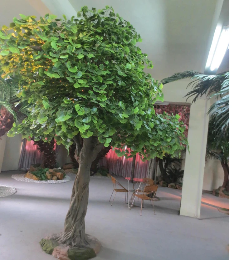 Customized high simulation fiberglass artificial ginkgo tree fake tree on sale
