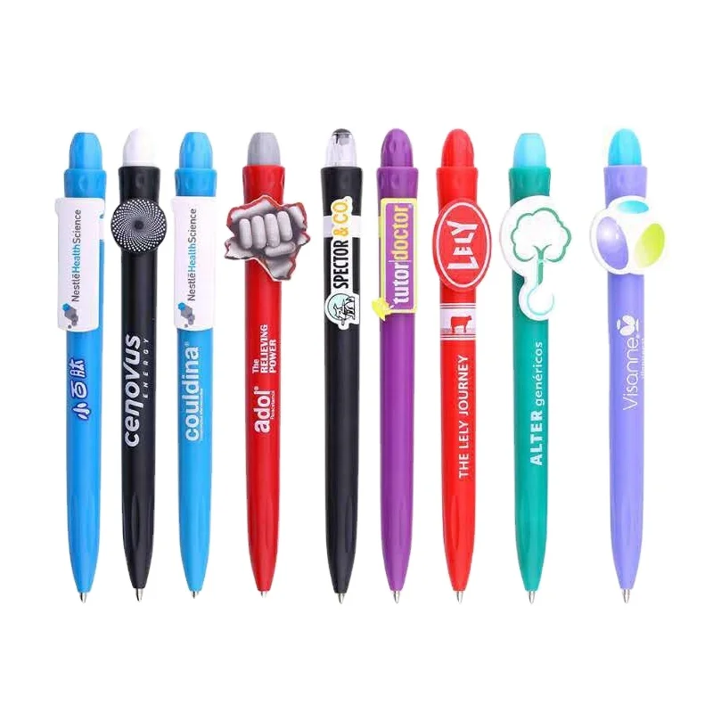 Promotional logo plastic ball pen, custom made pen clip clips