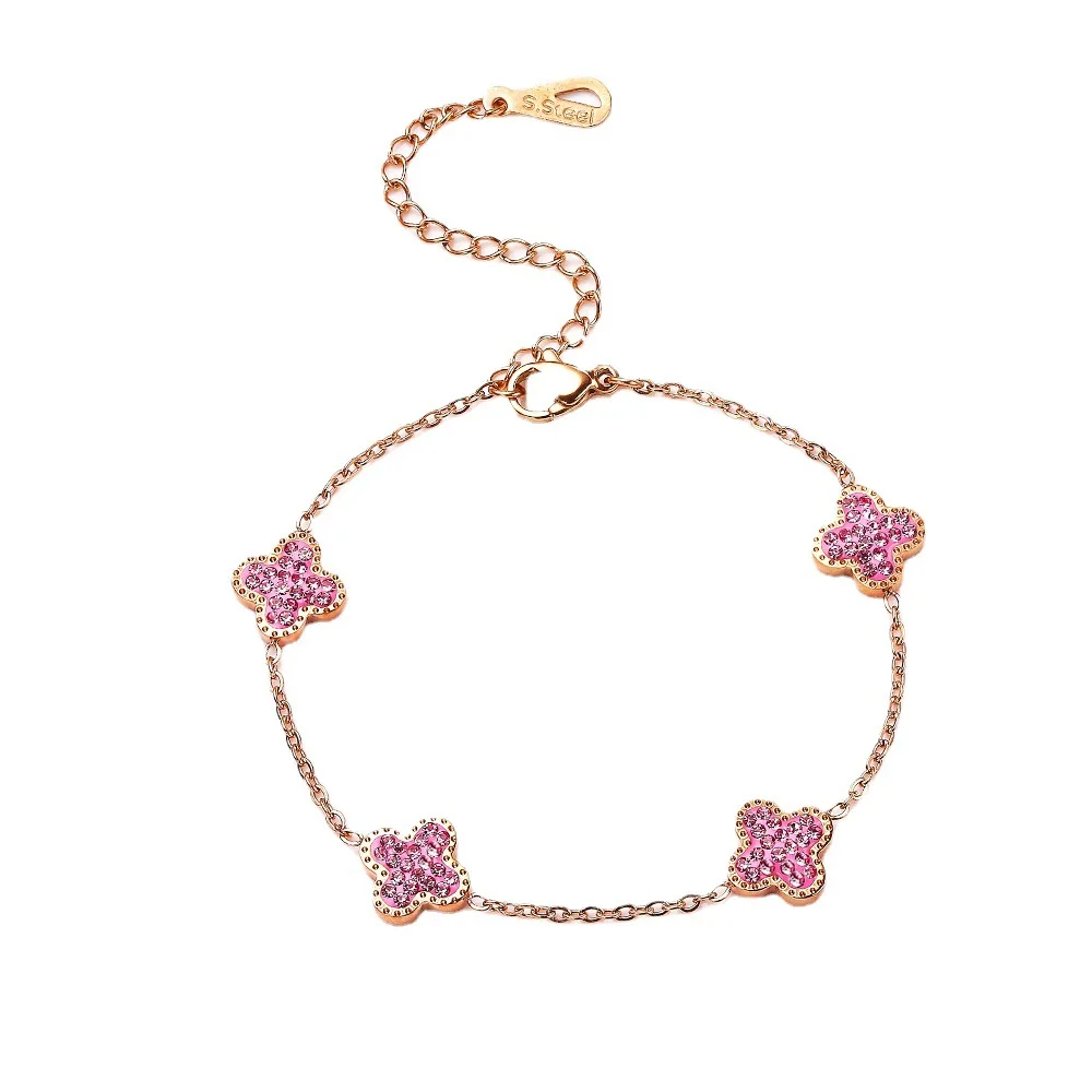 High Quality 18k Gold Plated Bangle Famous Mix Colors Leaf Zircons Female Wholesale Bracelets Stainless Steel Bracelet Jewelry