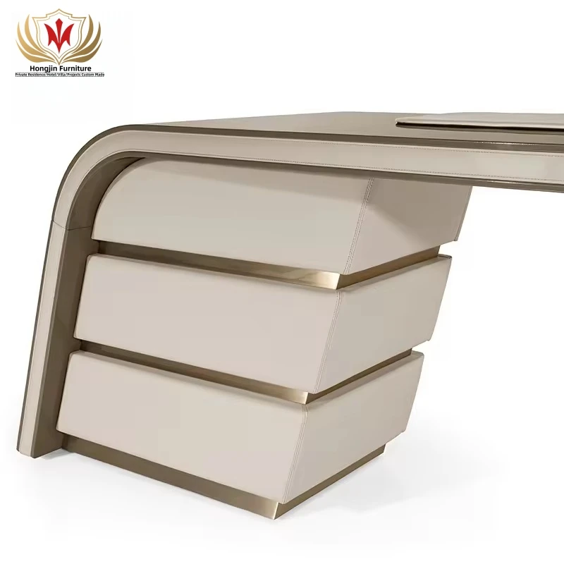 HJ HOME Luxury executive workstation law equipment leather office furniture set home modern italian design office table