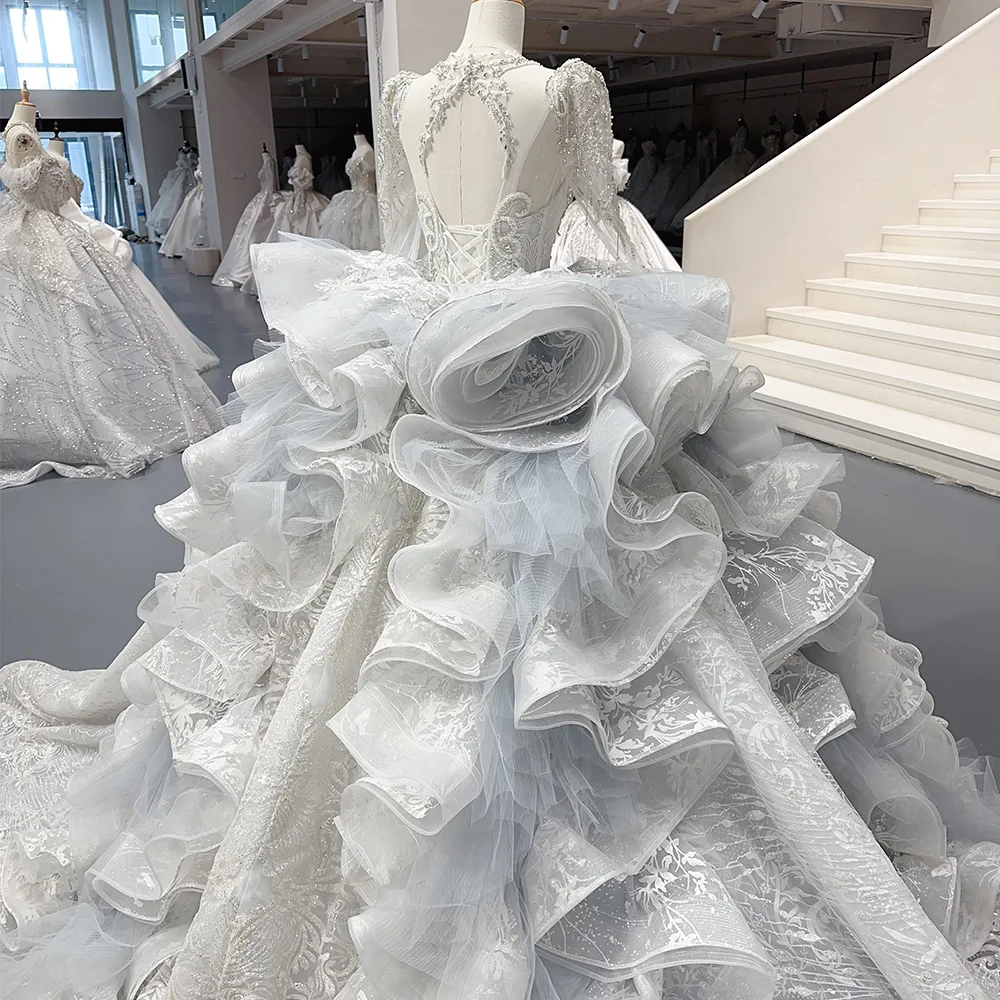 Роскошное свадебное платье кружевное бальное Vestido De Noiva с придворным шлейфом Mn275
