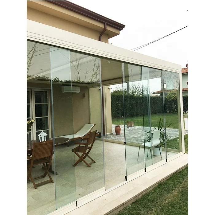 Topbright aluminum hardware water proof tempered lowes glazed exterior glass frameless folding doors