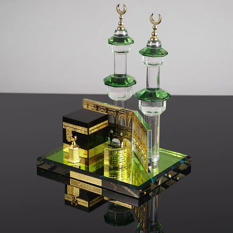 Crystal Kabba Makkah Mecca Clock Religious Model K9 Crystal Clear Crystal Souvenir