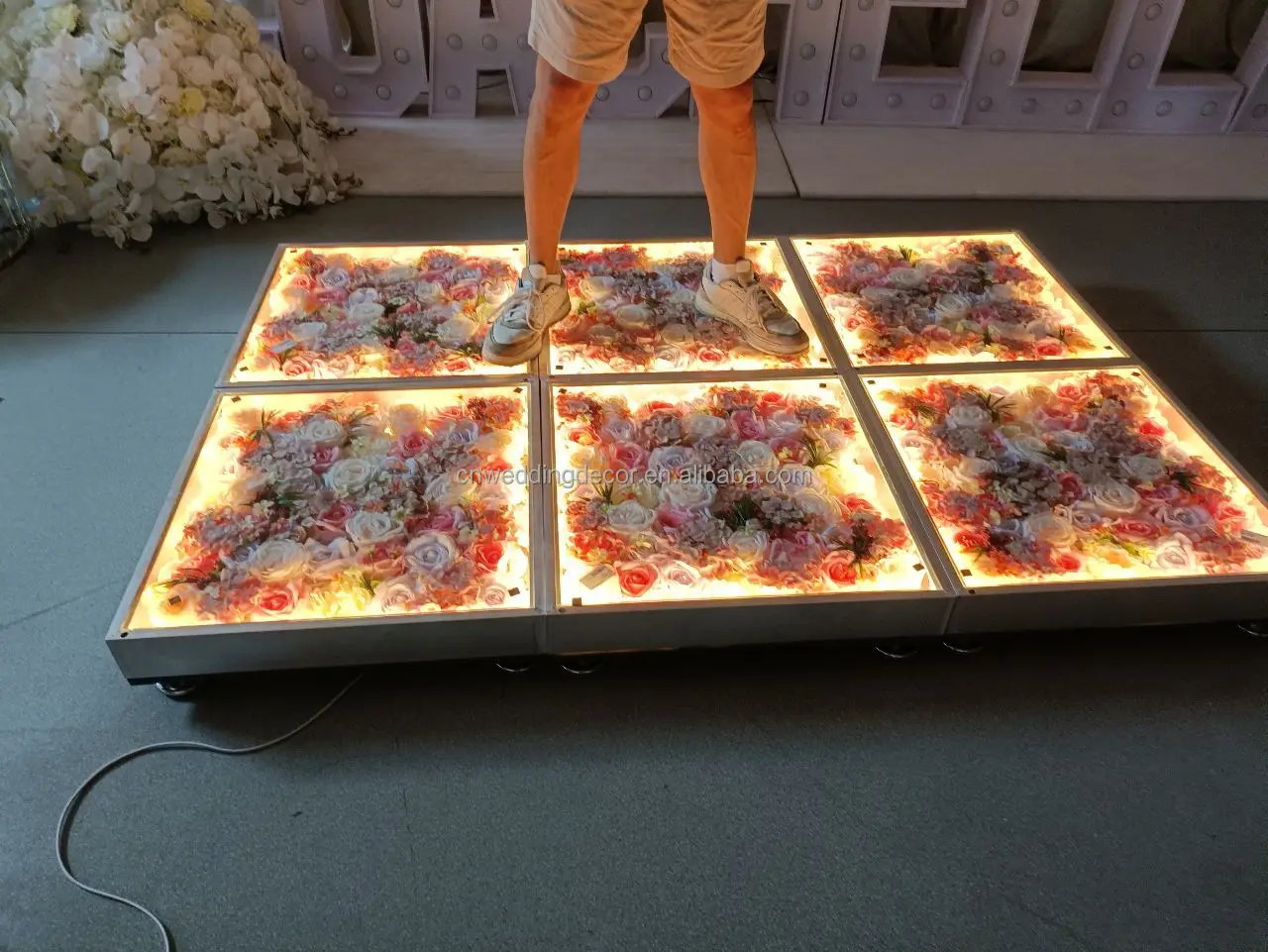 SMOOTH Hot Sell High Quality Acrylic Clear Glass Transparent Wedding Stage Dance Floor Flower Light Led For Wedding Decoration