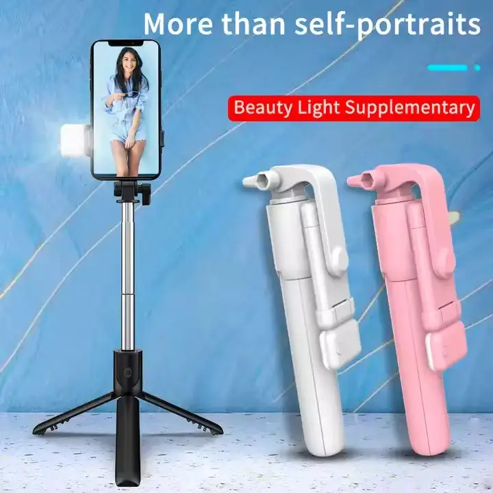 Selfie stick R1S selfie stick BT selfie wireless remote control photo tripod Live Broadcast Stand With Fill Light