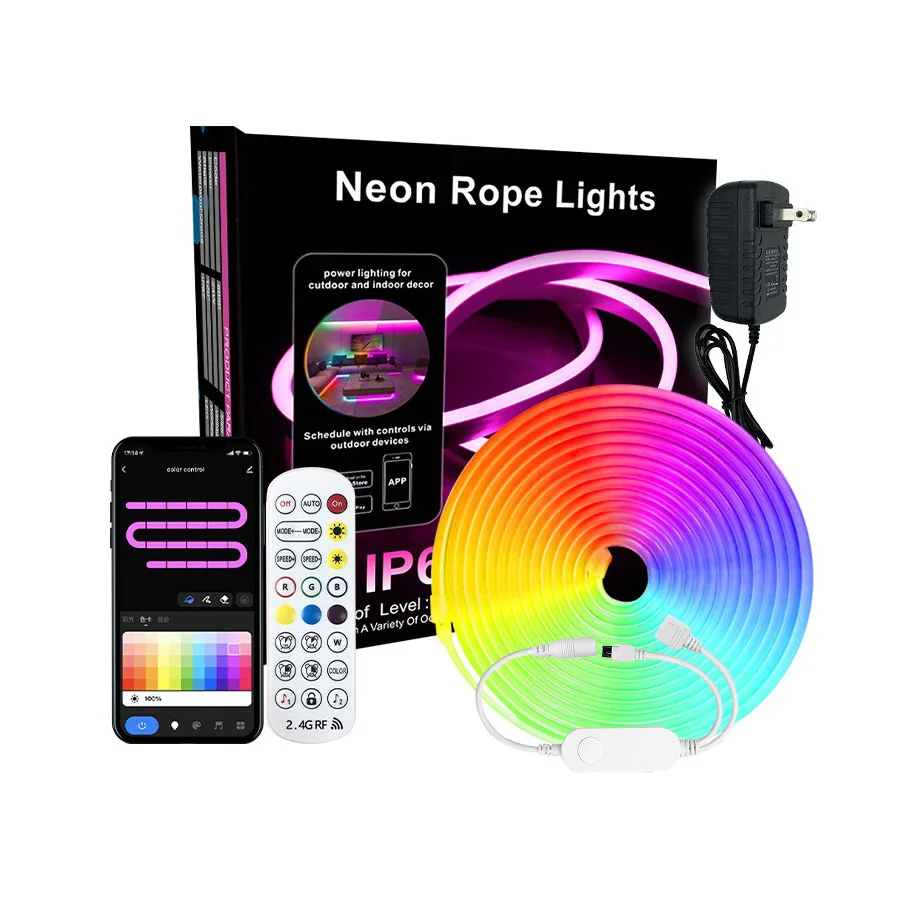 Led Neon strip lights 6*12mm IP67 rgb led strip 5m 24v led neon flexible waterproof with wifi app controller