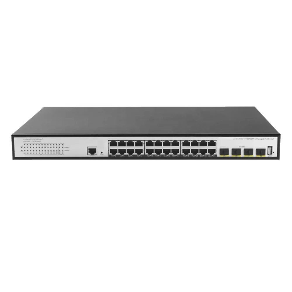 Управляемый гигабитный 24 порта RJ45 + 4x1G/10G SFP с консолью и USB волоконно-оптический сетевой коммутатор