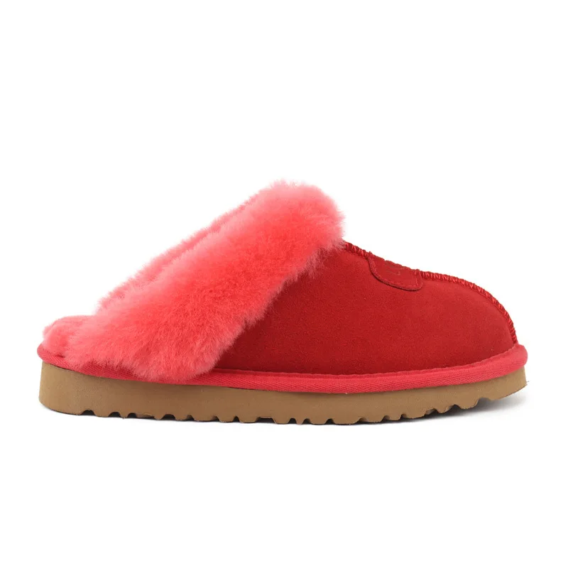 Dropshipping Winter Women Slipper For Women Sheepskin Slippers Closed Toe Fur Indoor High Quality Wool Oem Oxford Tpr