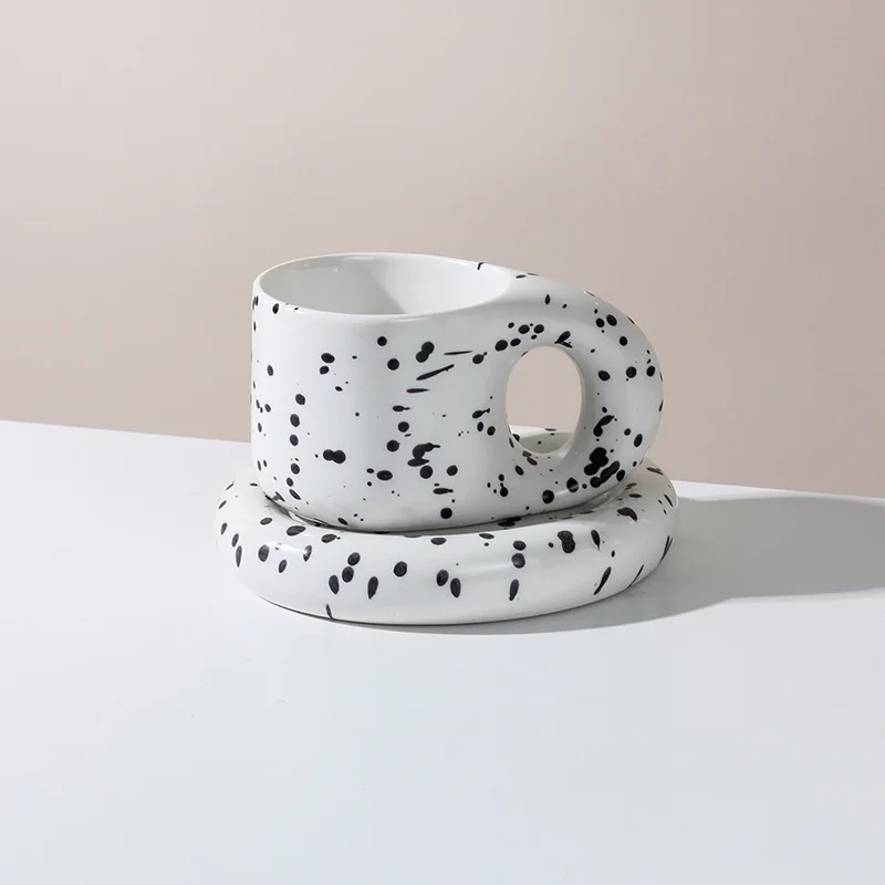 custom aesthetic coffee cups big hand creative cute ceramic handmade mug cup set with tray