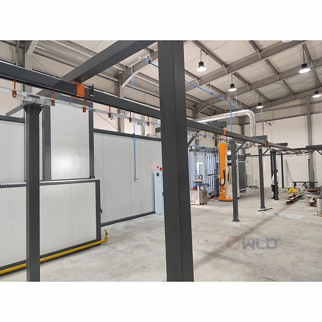 WLD powder coating production line with power and free conveyor made in china for metal sheet aluminum profile windows door