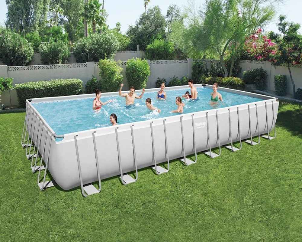 Bestway 56623  Large Rectangular Steel Frame Swimming Pool Set With Sand Filter Pump & Cover &Safety Ladder