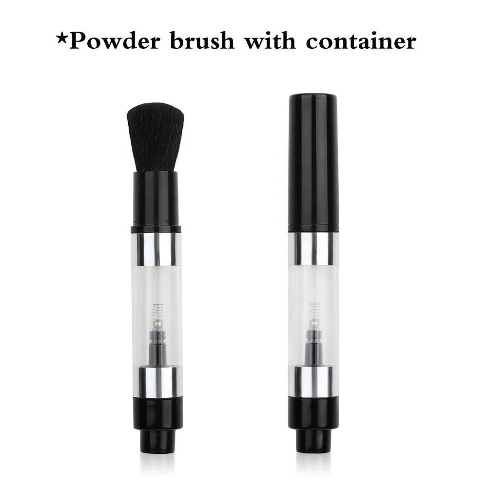 
custom logo premium private label single black small make up brushes vegan refillable powder dispensing pump powder brush 