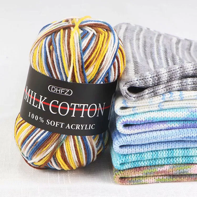 Crochet Blended Yarn Long Section Dyed Gradient Cotton 3 Strands of Milk Hand Knitting Cotton / Acrylic WEAVING Recycled SEWING