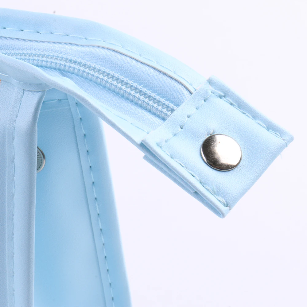 Wholesale Customized Orange Printed Light Blue Skype Cosmetic Bag Set Makeup Bags For Ladies Women