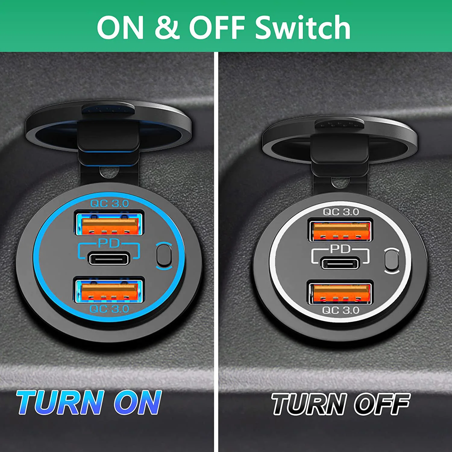 12V Dual QC3.0 Rapid Charger PD USB Triple Power Socket Electronic Accessories For Car Charger Socket