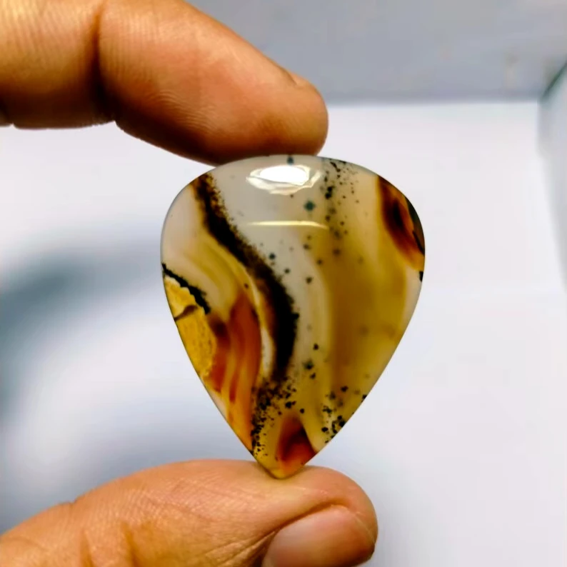 Montana Agate earrings Cabochon loose stone semi precious Montana Agate for Meditation & amazing jewelry. 45 Cts. 36X29 MM