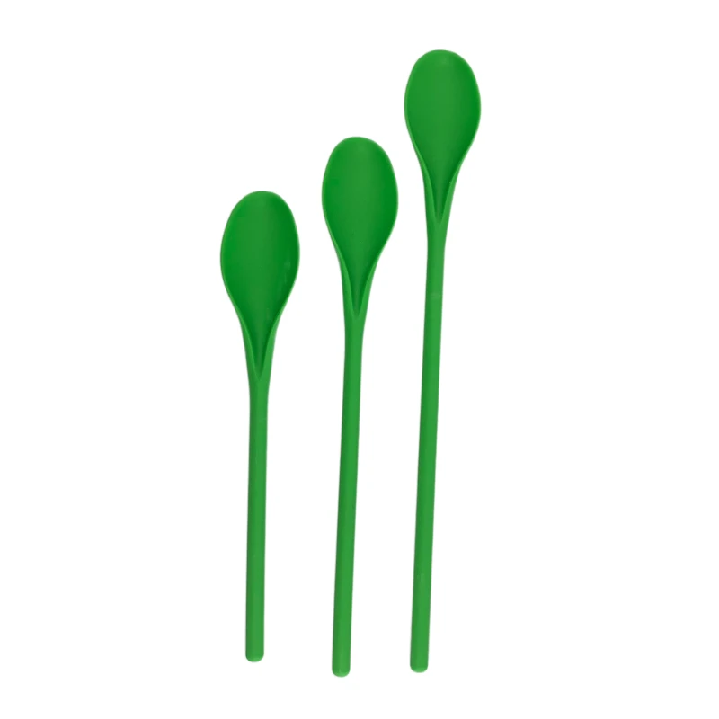 Plastic kitchen dessert salad white long handle stirring spoon